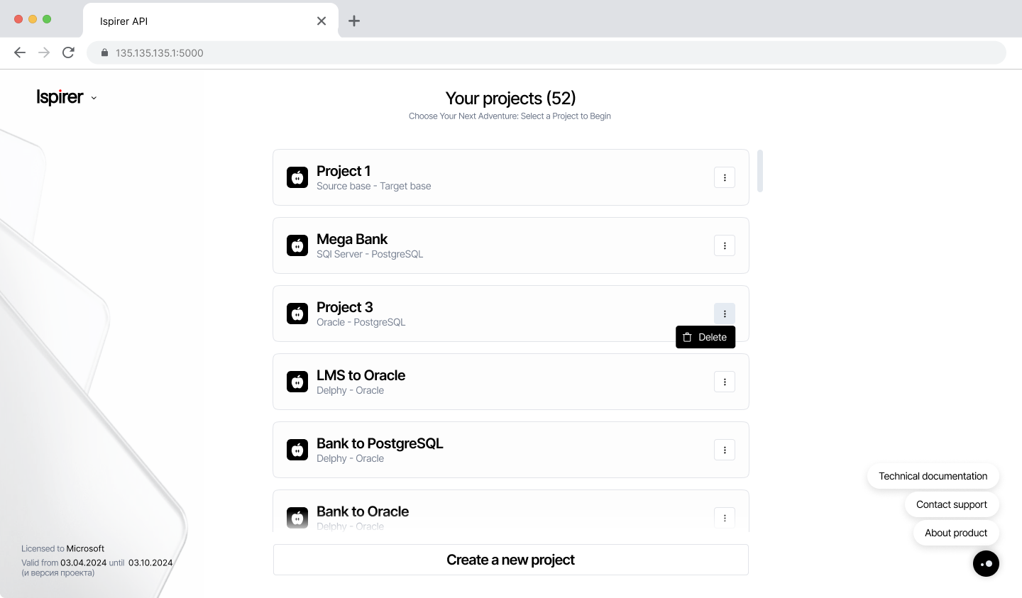 Project list