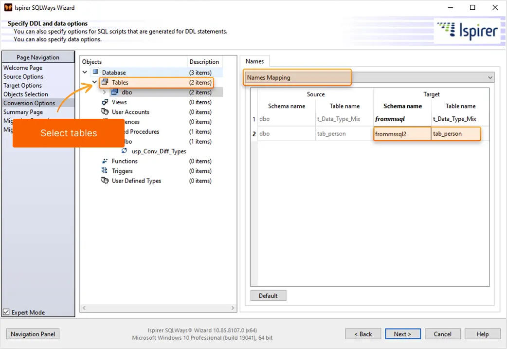 Conversion options 4