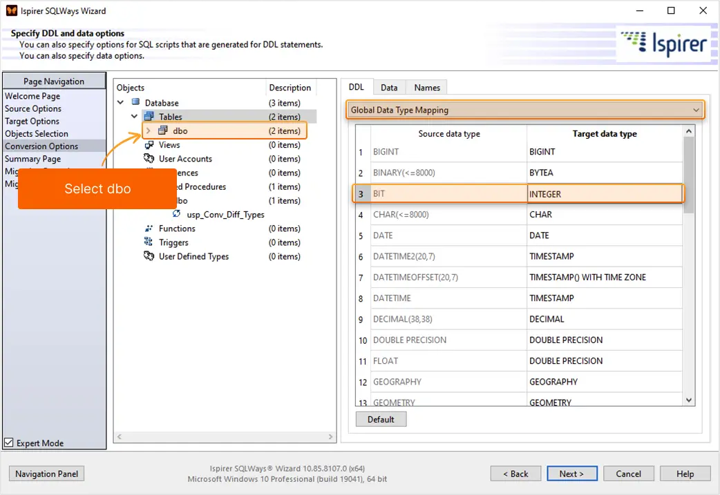 Conversion options 5