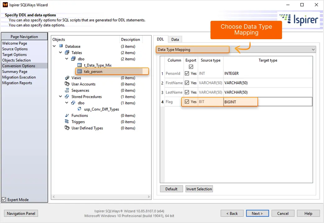Conversion options 6