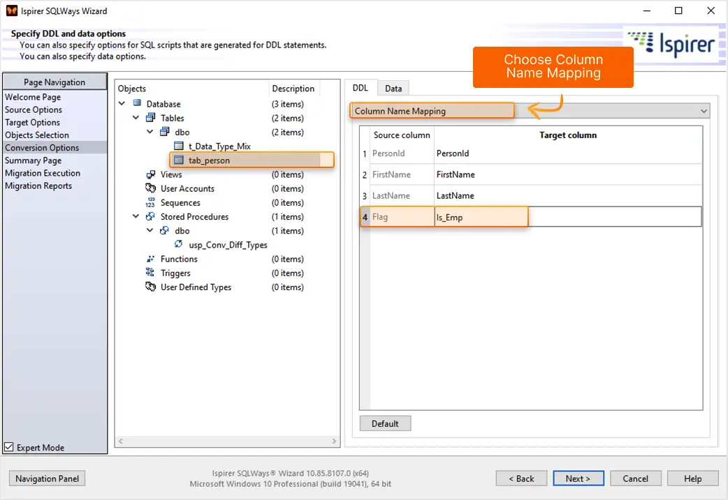 Conversion options 7