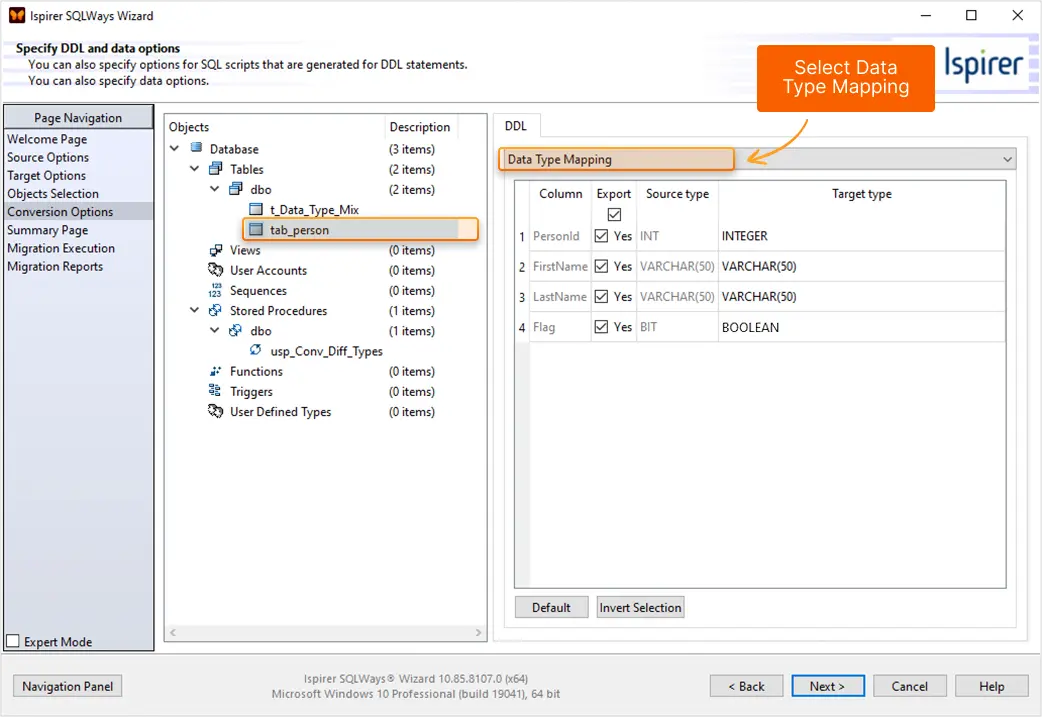 Conversion options 8