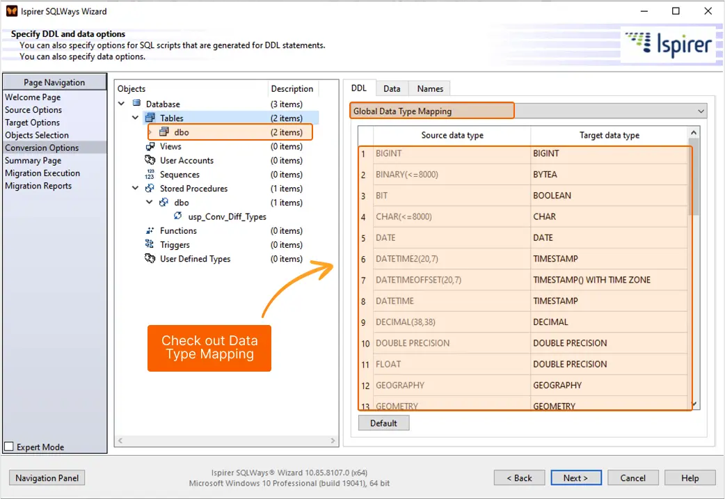 Conversion options 9