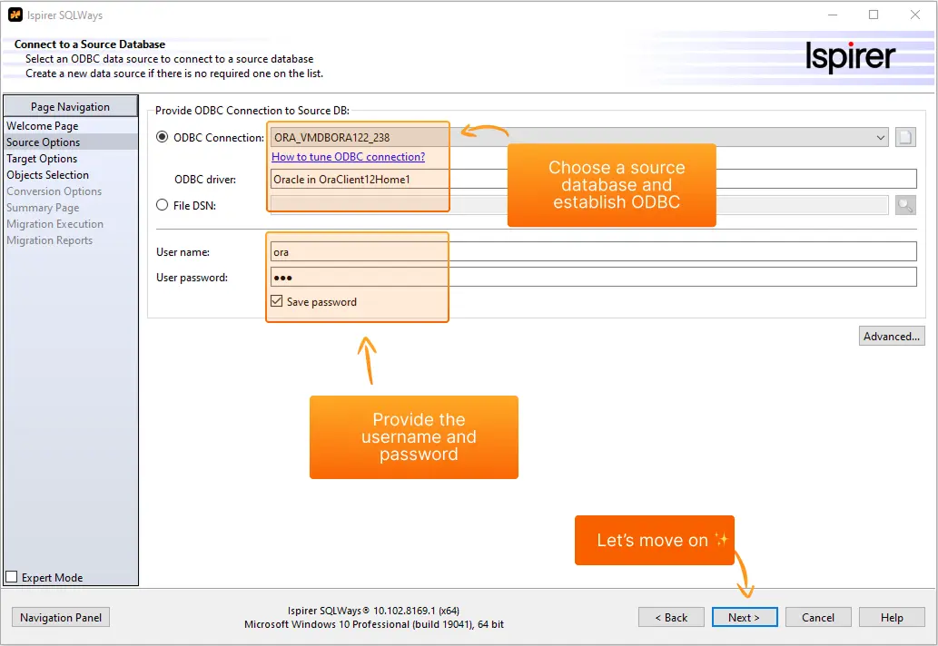 Oracle to Java Source options